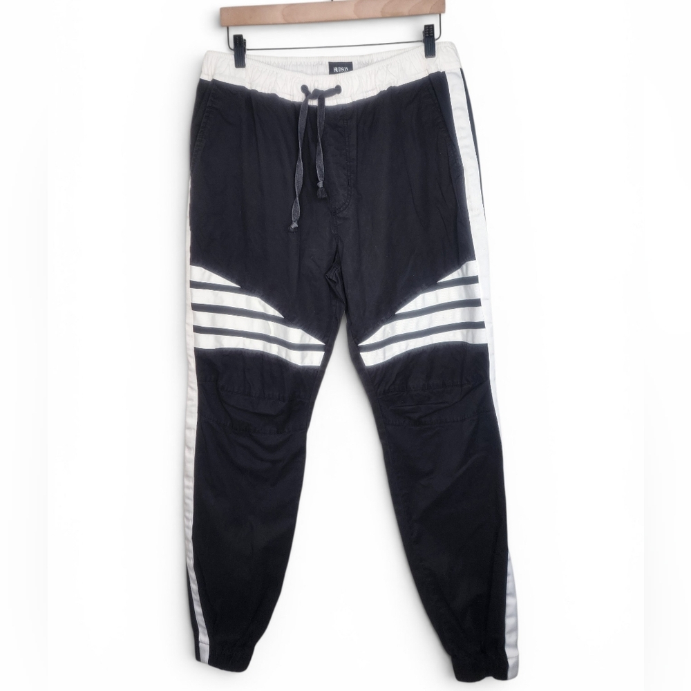 Hudson 90s Y2K Black Cotton Stripe Accent Jogger Pants Size L